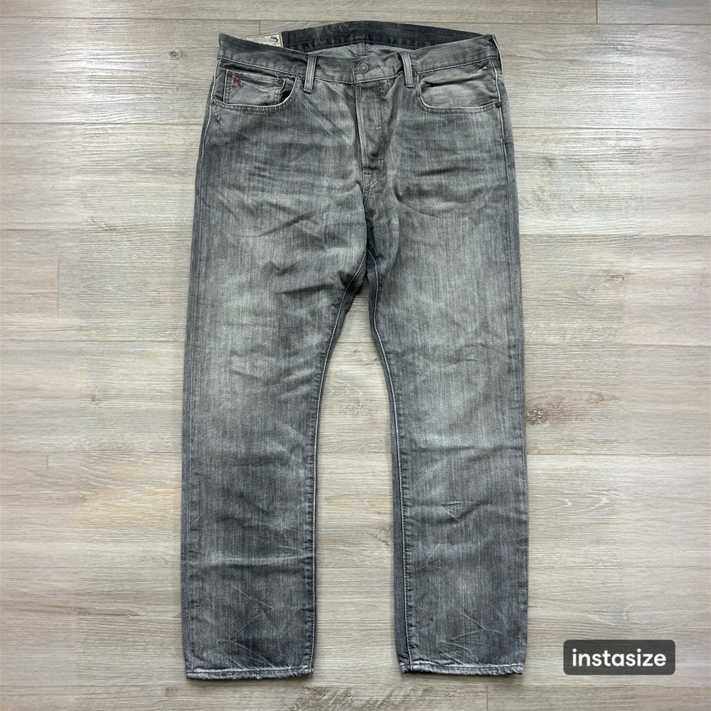 Polo Ralph Lauren Jeans Mens 36x30 Gray Varick Slim Straight Faded Denim